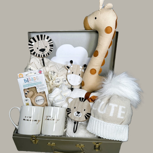 new baby hamper giraffe theme neutral.