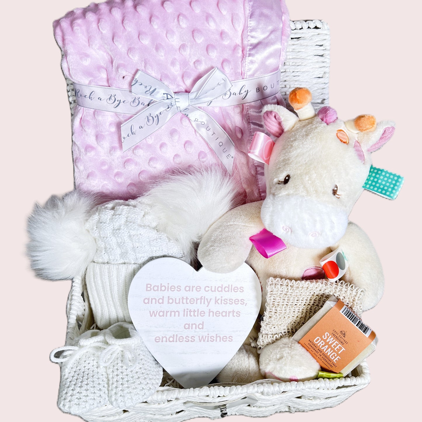 Baby Girl Hamper- Little Treasures, Baby Keepsake Hamper, Giraffe, Baby Blanket