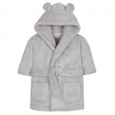 Grey hooded baby dressing gown