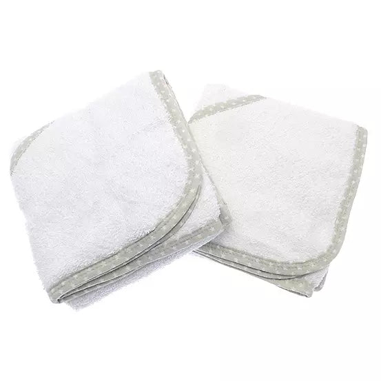 Hood baby towel with spotted trim
