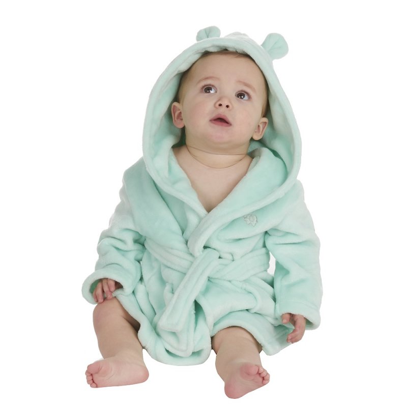 mint green hooded baby dressing gown