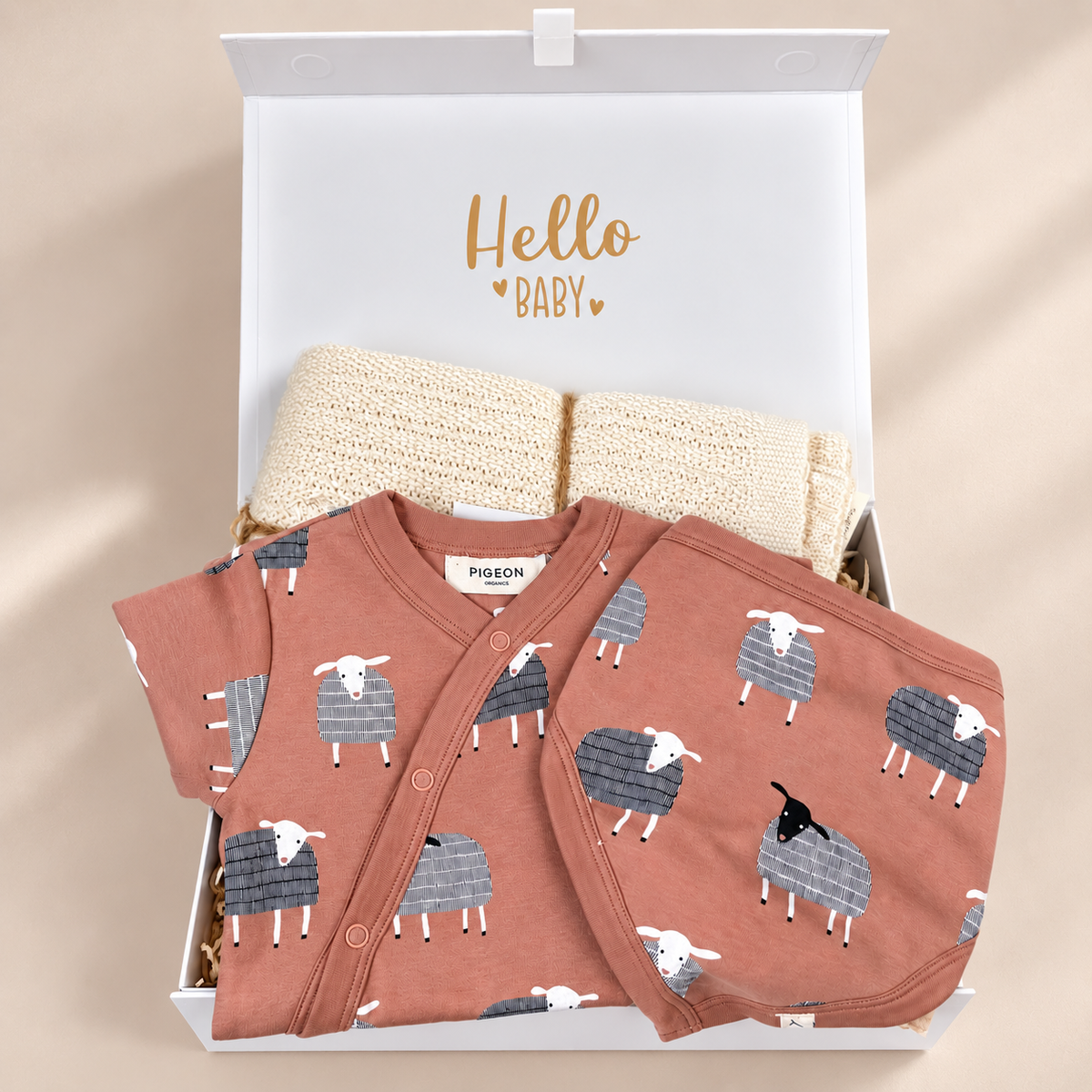 New Baby Gifts, Sheep Print Sleepsuit, Corporate Baby Gifts