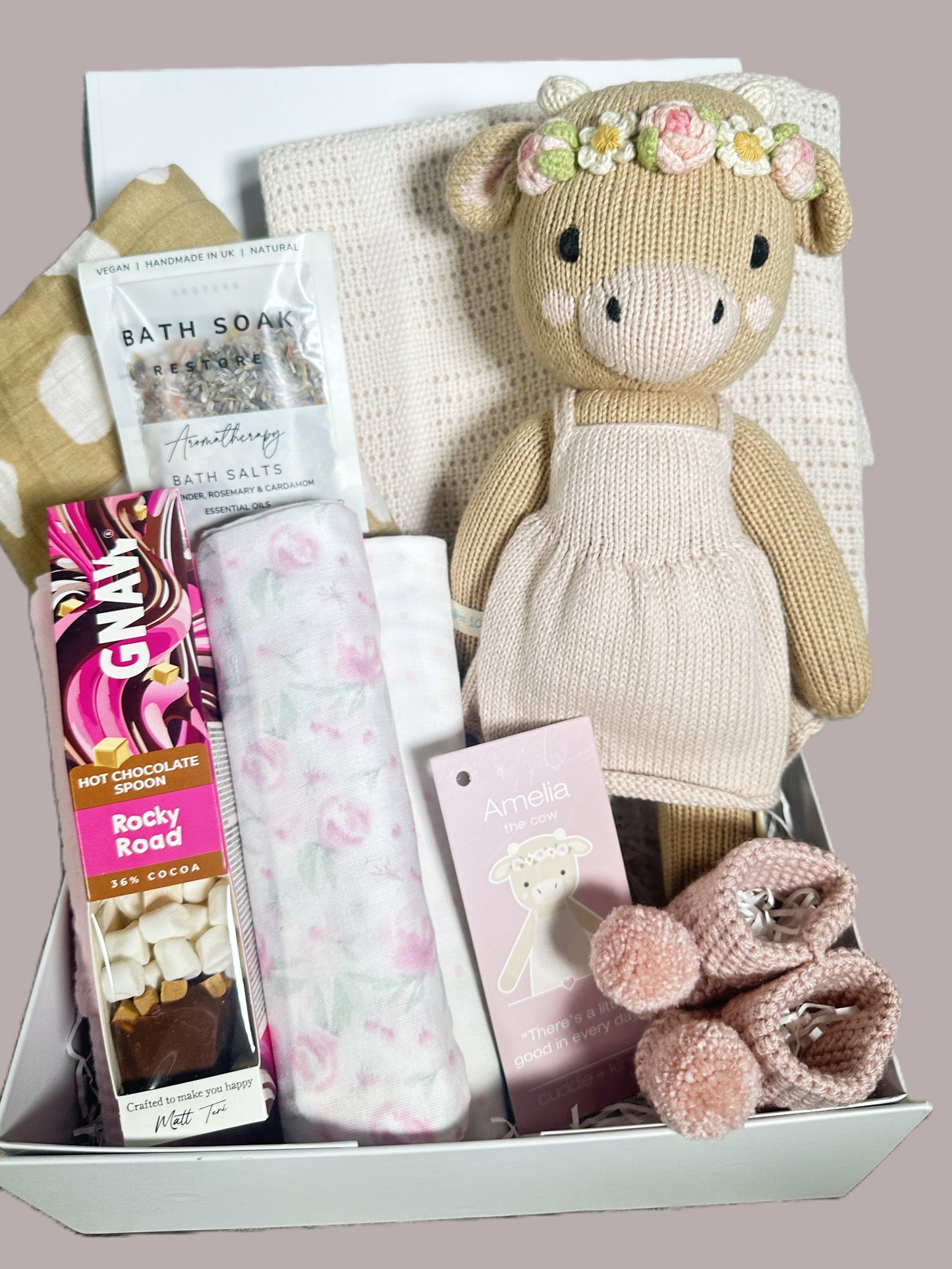 New Baby Girl Gifts - Cuddle+Kind Amelia Cow Soft Baby Toy.