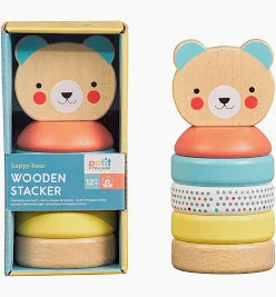 Petit Collage wooden bear stacker toy in primary colours