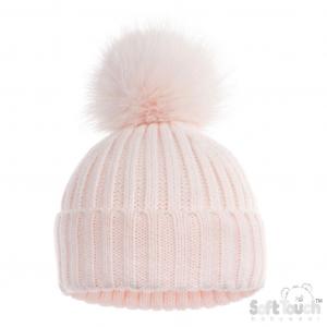 Pink Glitter Baby Pompom Hat.