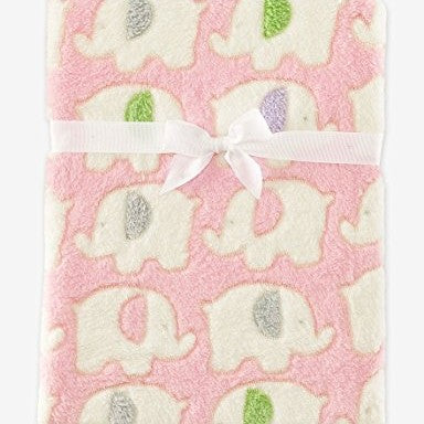 pink elephant print fleece baby blanket