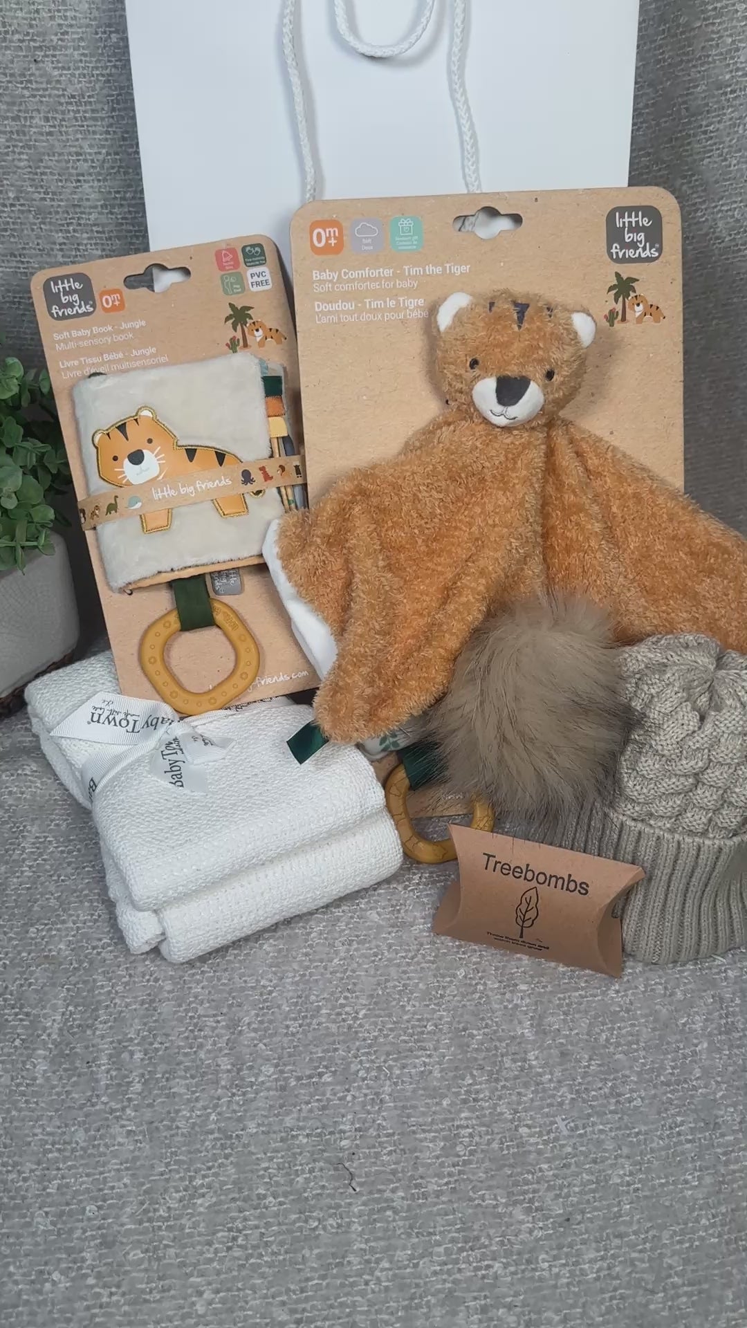 Video of tiger themed baby hamper gift