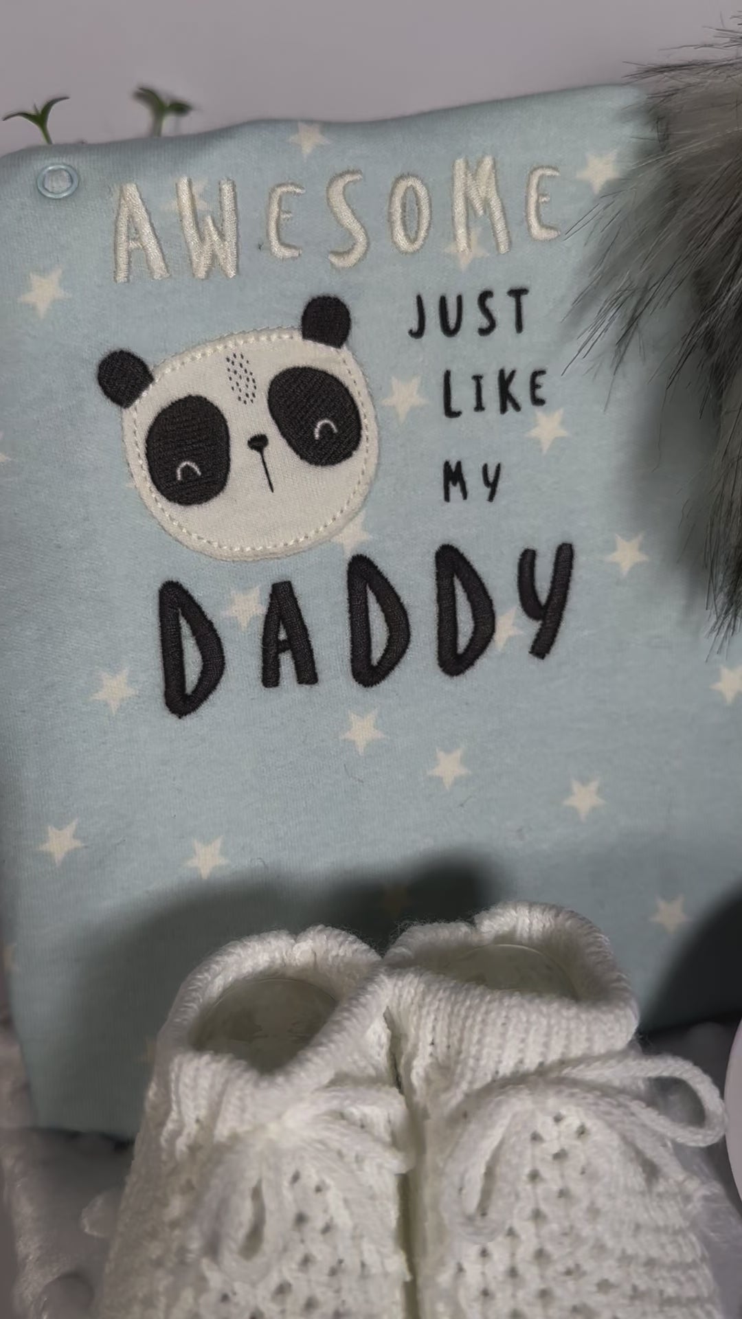 video of "Awesome like daddy " baby boy hamper.