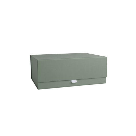 Green rectangular baby keepsake box on a white background
