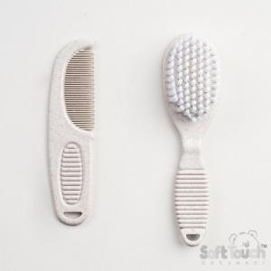 baby brush and comb set - beige