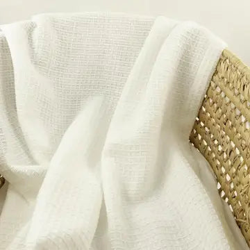 white cotton waffle blanket 