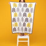 Fika cotton baby blanket in white , yellow and grey