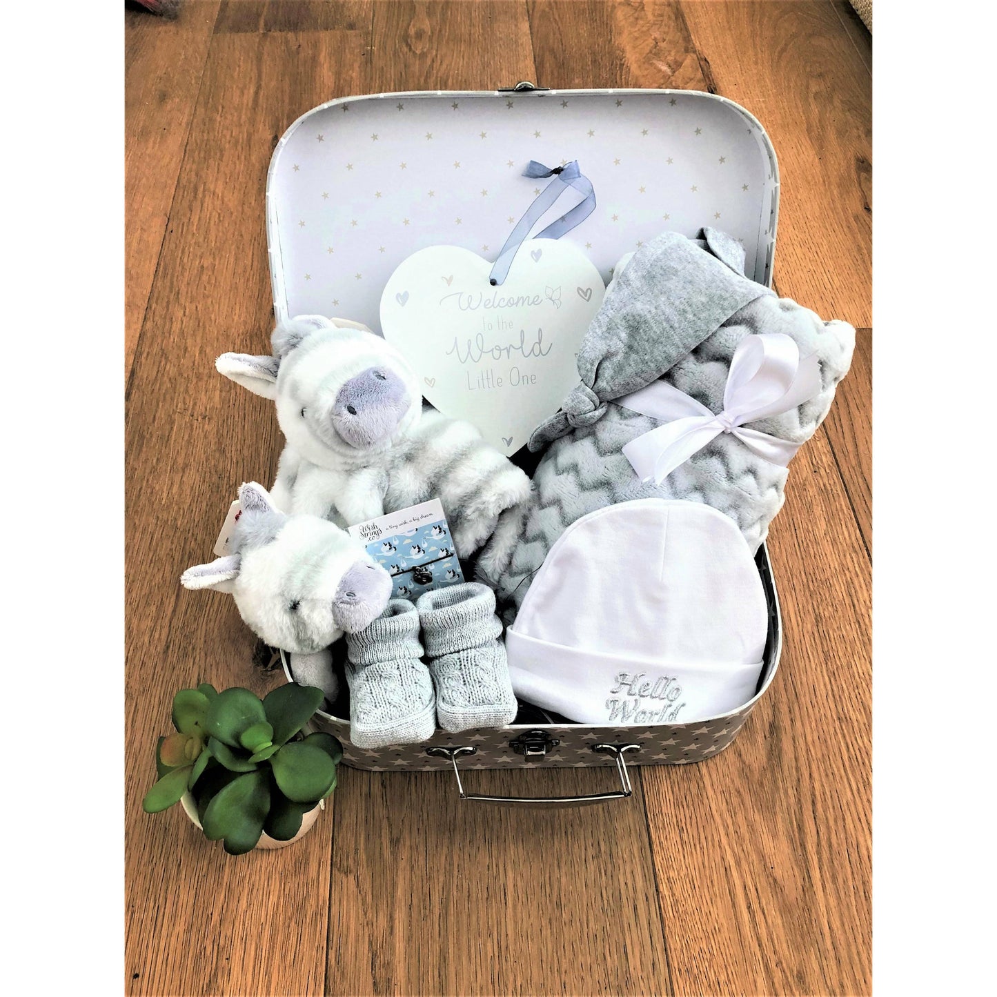 Unisex  New Baby Hamper, Zebra Baby Comforter And Rattle, Soft Baby Blanket, Baby Shower Gifts, New Mum Presents, Baby Hat.