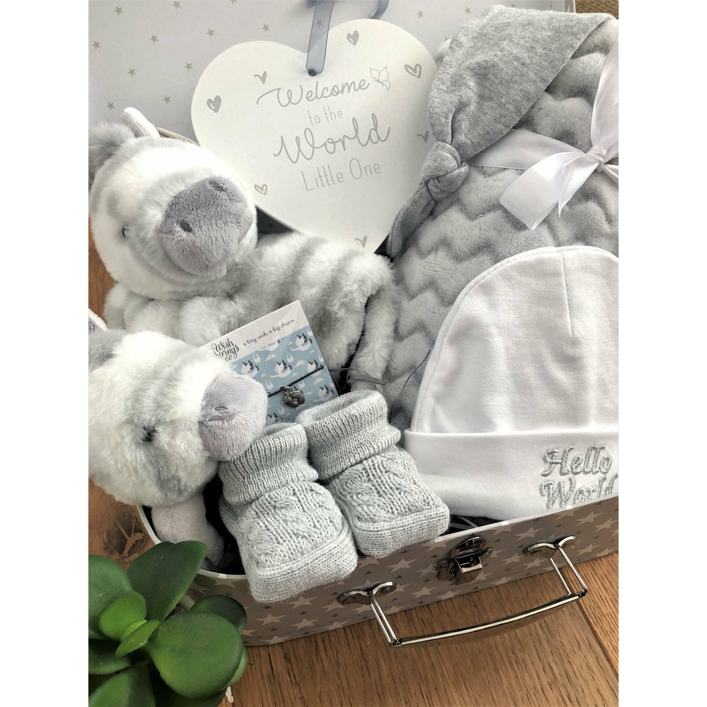 Unisex  New Baby Hamper, Zebra Baby Comforter And Rattle, Soft Baby Blanket, Baby Shower Gifts, New Mum Presents, Baby Hat.