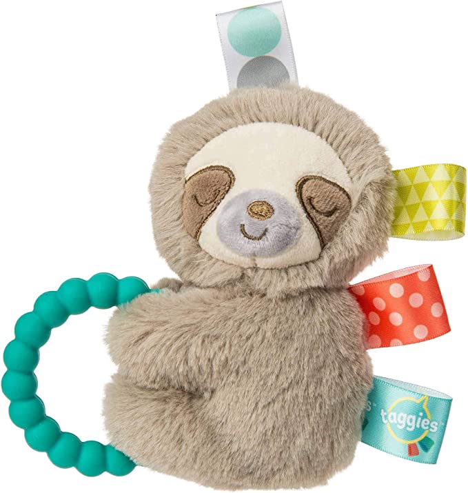 Molasses Sloth Baby Rattle With Taggies