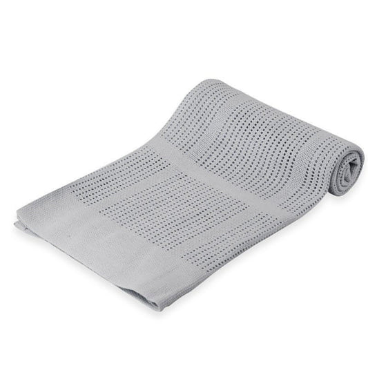 Soft Touch grey cotton cellular baby blanket.