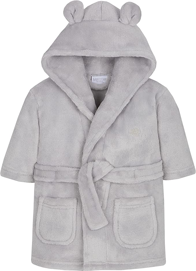 Grey baby dressing gown.