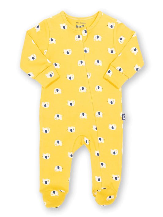 Elephant Zip Up Baby Sleepsuit In Organic Cotton, Baby Shower Gifts, Mum To Be Presents.
