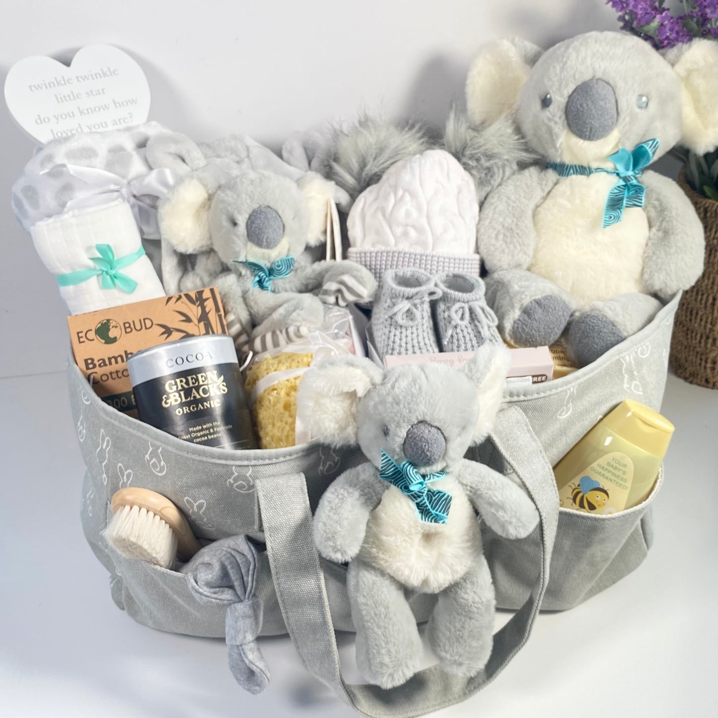 twins Koala bear nappy caddy gift hamper.