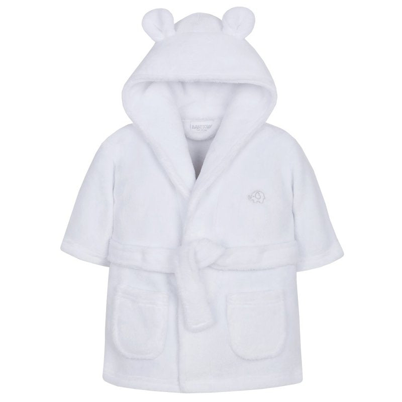 white baby dressing gown