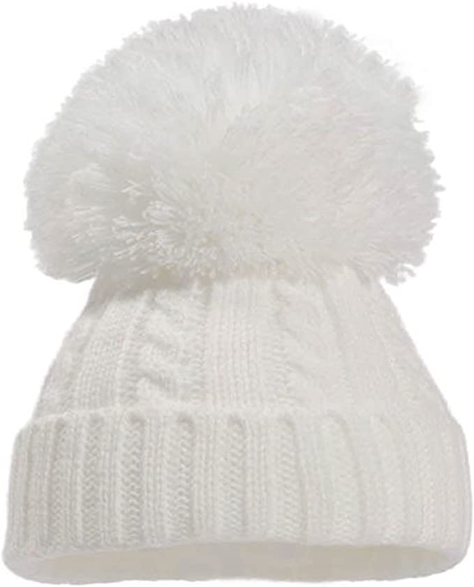 white baby pom pom hat