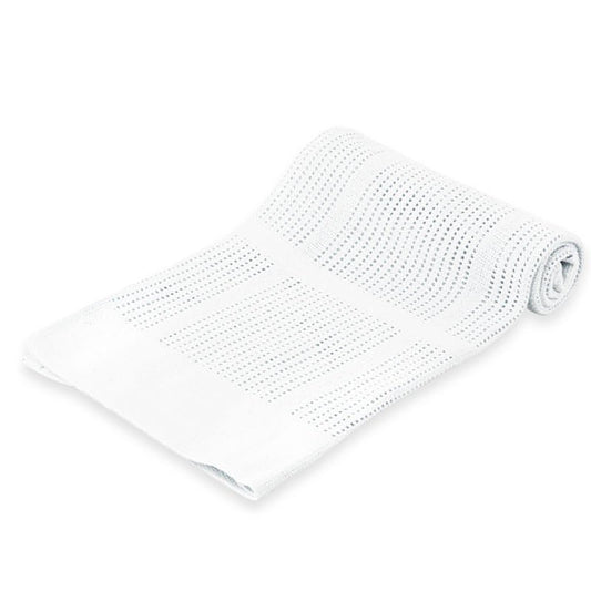 White cotton cellular baby blanket.